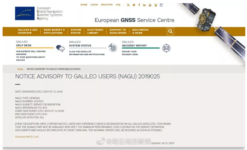 歐洲導航衛(wèi)星系統(tǒng)局發(fā)布預(yù)警